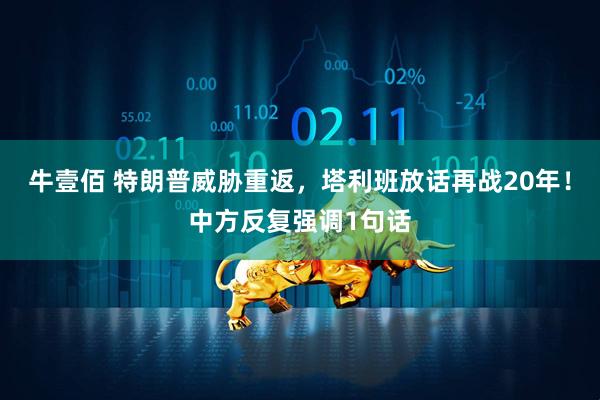 牛壹佰 特朗普威胁重返，塔利班放话再战20年！中方反复强调1句话